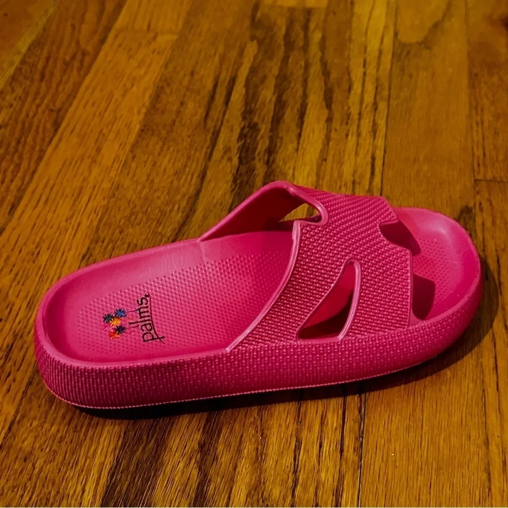 Kids Pink Slide Sandals palms pink size 34